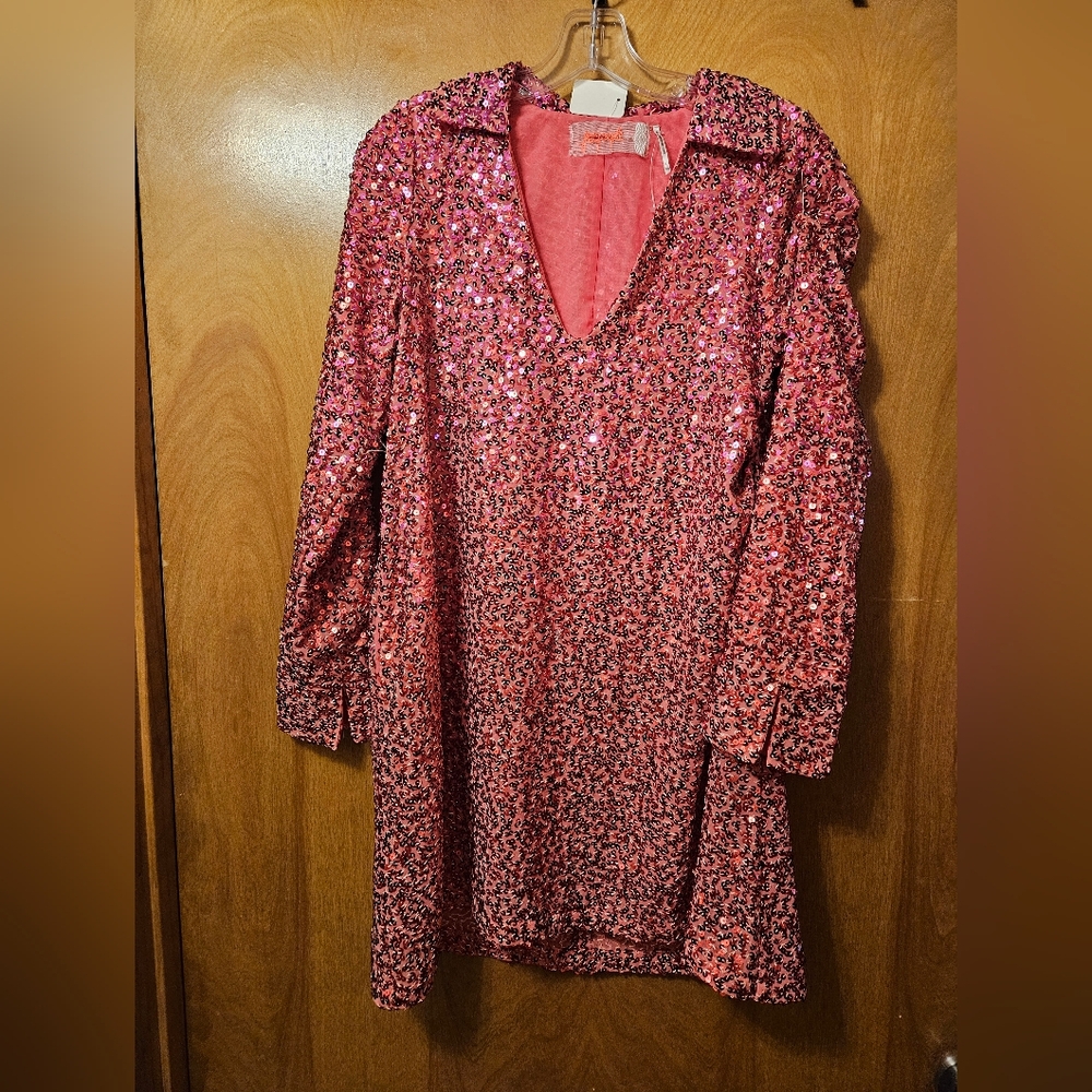 Free People Glittering Pink Sequin Dress